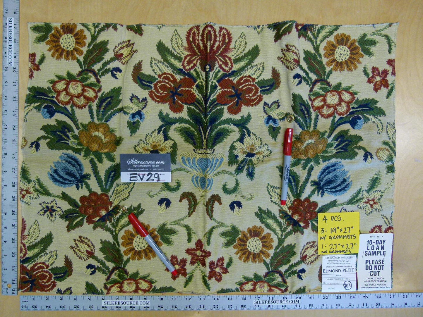 8 EV29 Old World Weavers Edmond Petit Montepensier Tapestry Wool cotton Beige Botanical Floral Tree Foliage Large Pattern 4 Pieces