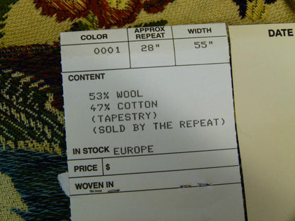 8 EV29 Old World Weavers Edmond Petit Montepensier Tapestry Wool cotton Beige Botanical Floral Tree Foliage Large Pattern 4 Pieces