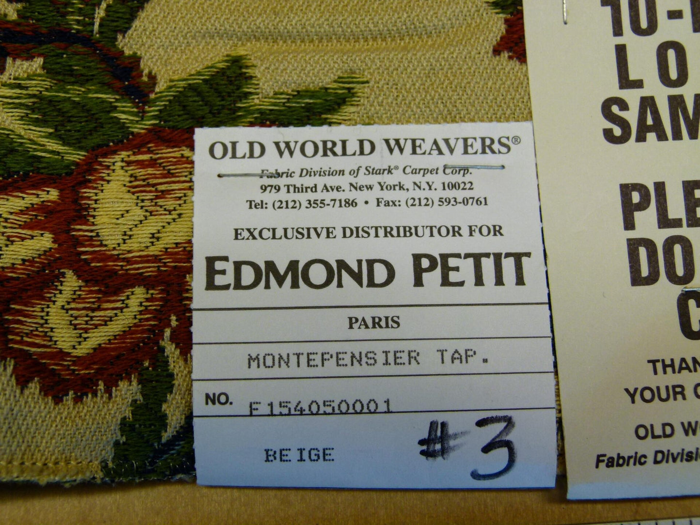8 EV29 Old World Weavers Edmond Petit Montepensier Tapestry Wool cotton Beige Botanical Floral Tree Foliage Large Pattern 4 Pieces
