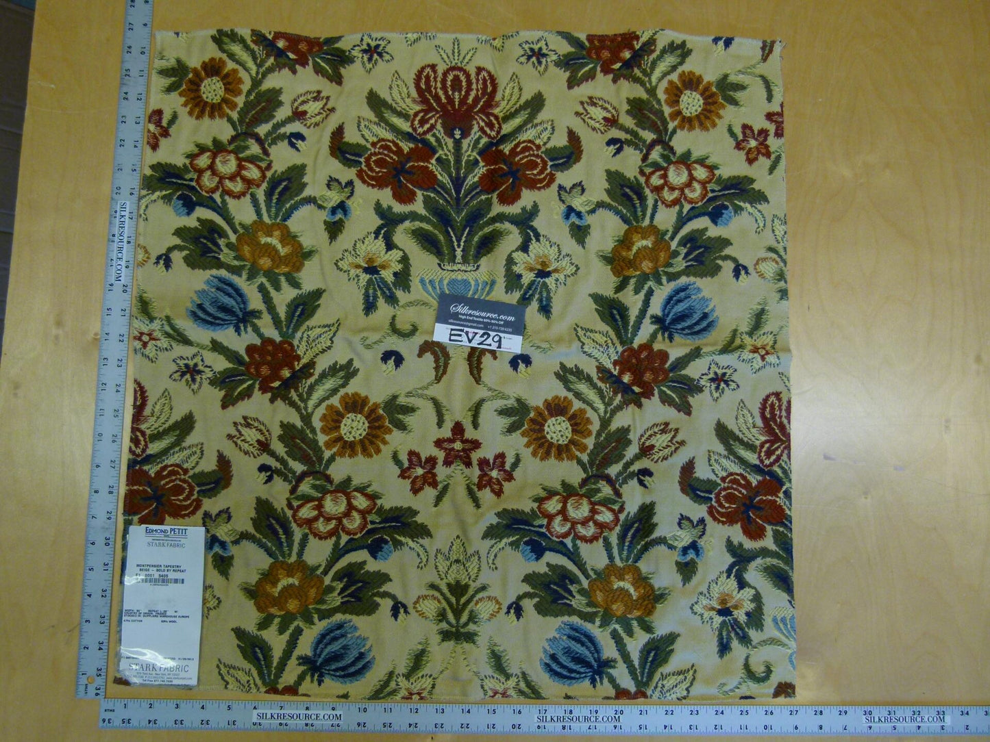 8 EV29 Old World Weavers Edmond Petit Montepensier Tapestry Wool cotton Beige Botanical Floral Tree Foliage Large Pattern 4 Pieces