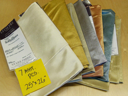 9 EV29 Scalamandre Lelievre Paris Alcazar Reversible Or Plain Solid 7 Pieces Assorted Colors 25"x26"