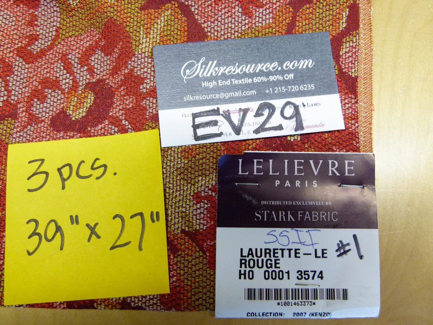 10 EV29 Scalamandre Lelievre Paris Laurette Le Rouge Botanical Abstract Red Pink Impressionist per Piece 39"x27"