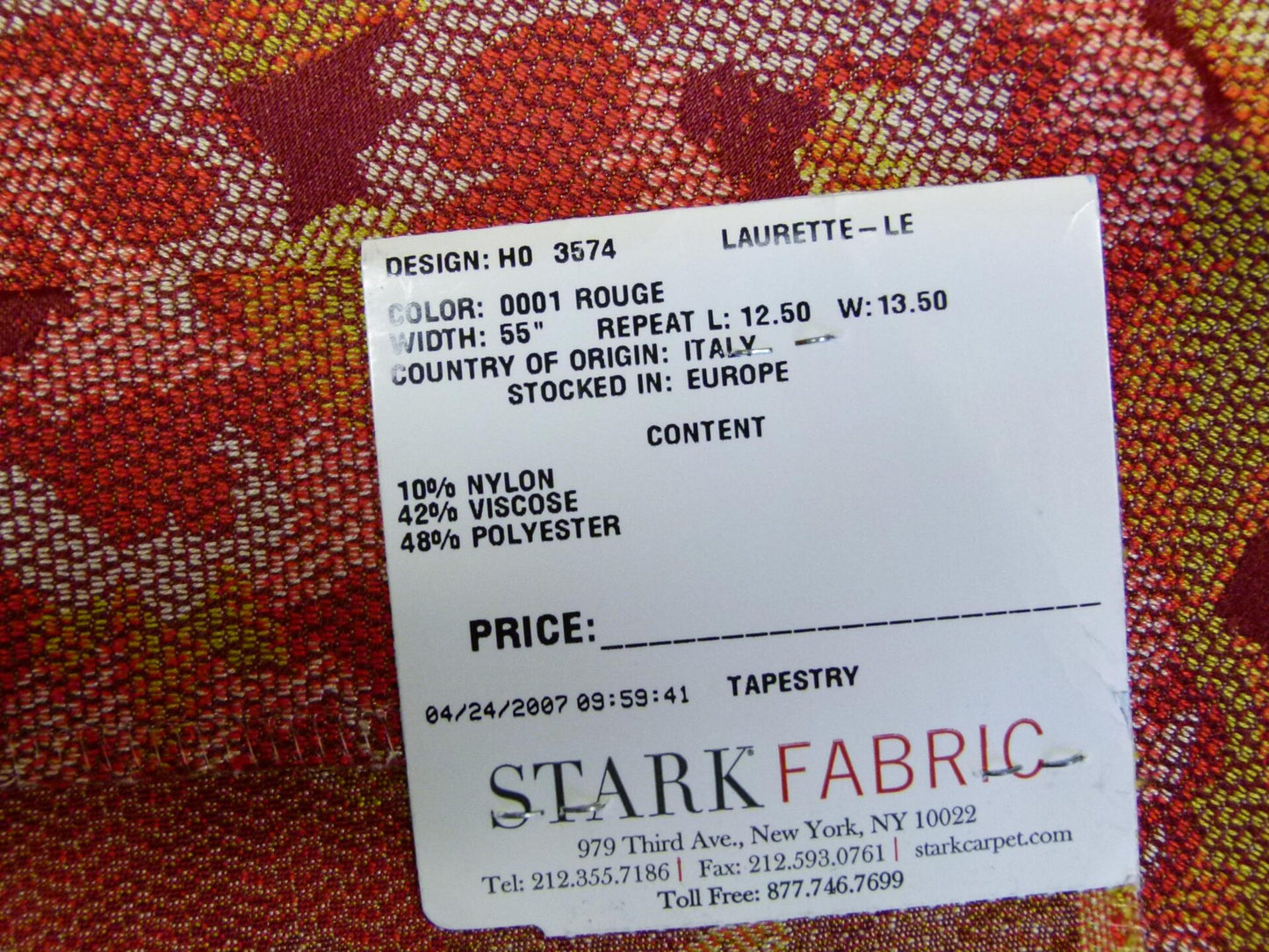 10 EV29 Scalamandre Lelievre Paris Laurette Le Rouge Botanical Abstract Red Pink Impressionist per Piece 39"x27"