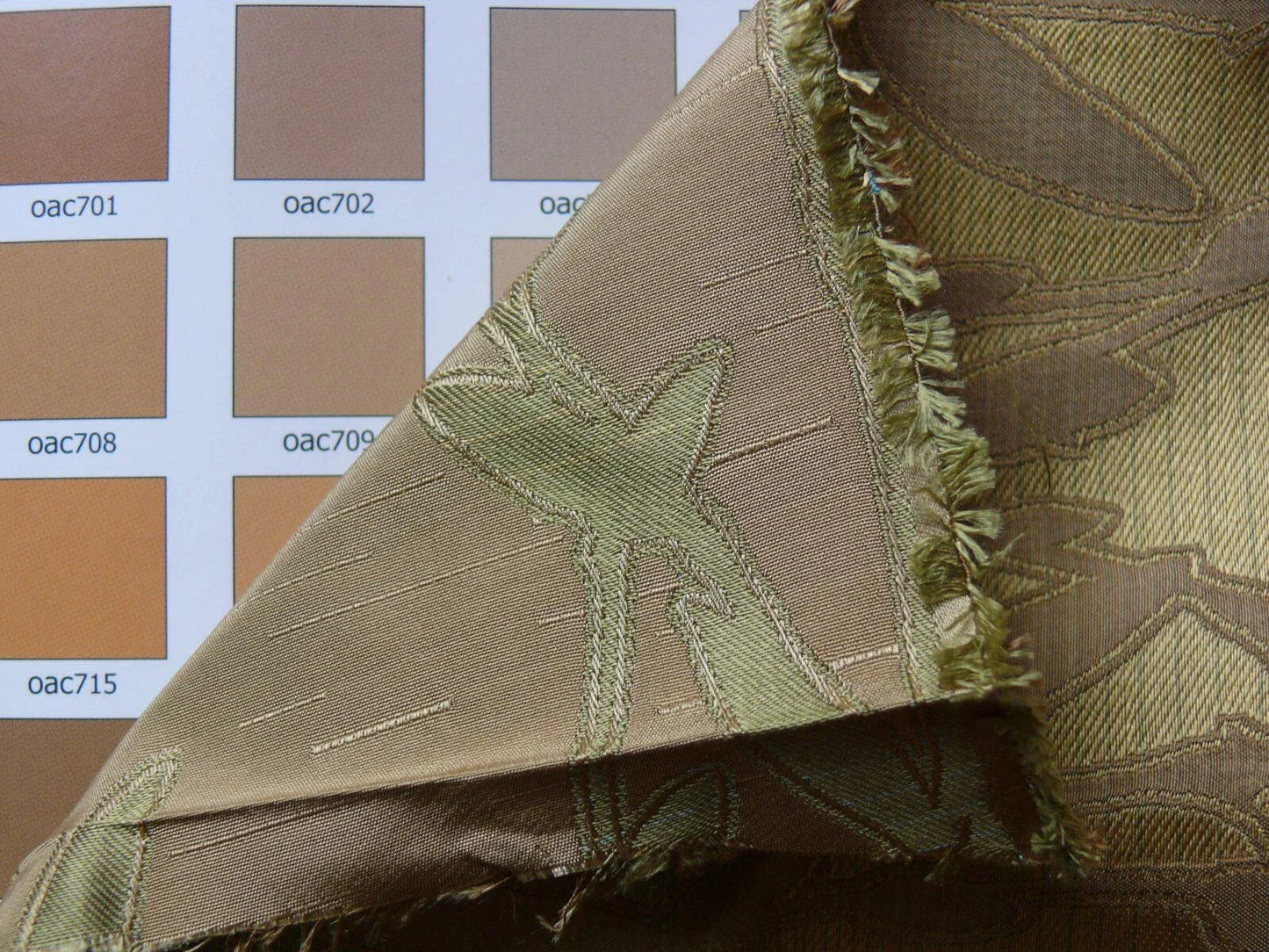 By Yard Heavy! 100%silk Lampas Pussy Willow Tree Julep Brown Gold Blue