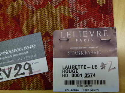 10 EV29 Scalamandre Lelievre Paris Laurette Le Rouge Botanical Abstract Red Pink Impressionist per Piece 39"x27"