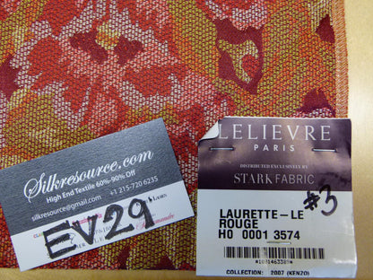 10 EV29 Scalamandre Lelievre Paris Laurette Le Rouge Botanical Abstract Red Pink Impressionist per Piece 39"x27"