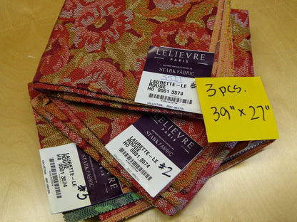 10 EV29 Scalamandre Lelievre Paris Laurette Le Rouge Botanical Abstract Red Pink Impressionist per Piece 39"x27"