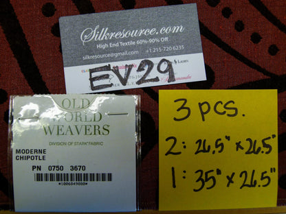 11 EV29 Scalamandre Old World Weavers Moderne Chipotle Red Black Art Deco 3 Pieces