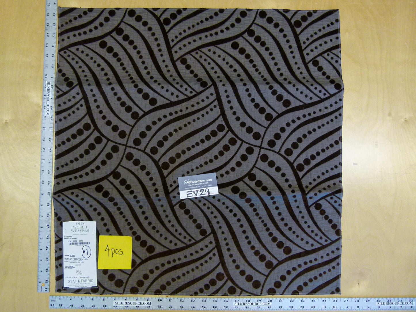 12 EV29 Scalamandre Old World Weavers Moderne French Roast Gray Black Art Deco 4 Pieces 26"x26"