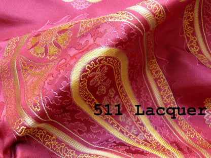 BY Yard Stunning 100% Silk Lampas Jacquard Fire Flame Edged Paisley "lacquer" Gold Red