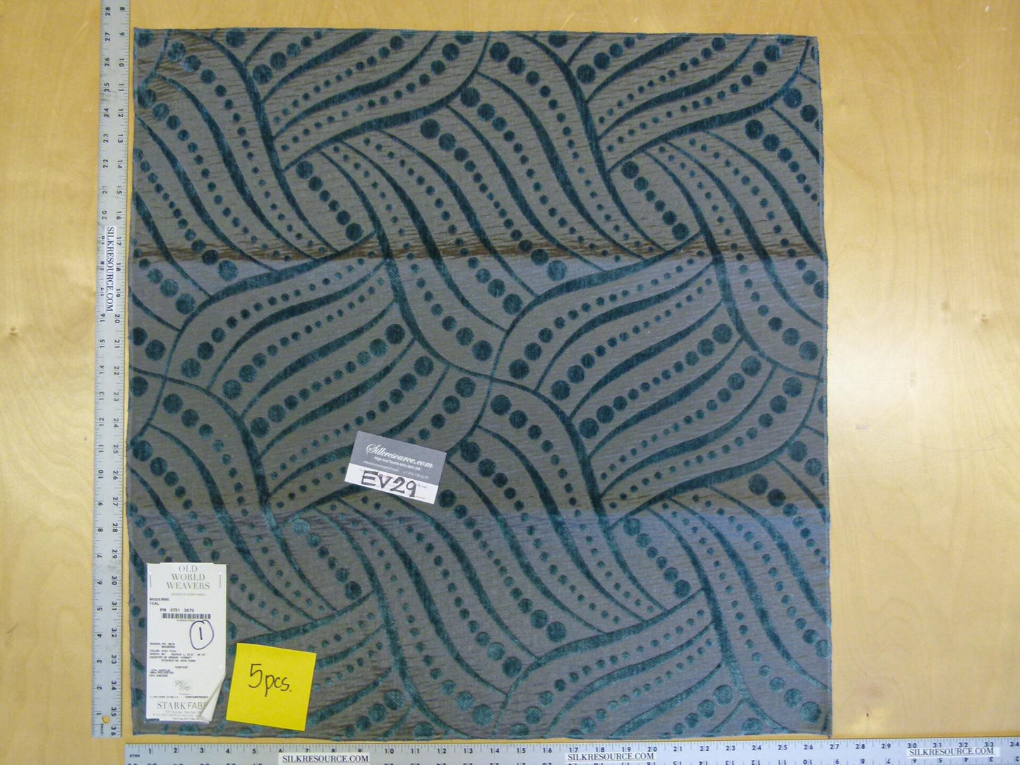 13 EV29 Scalamandre Old World Weavers Moderne Teal Gray Blue Art Deco 5 Pieces 27"x27"