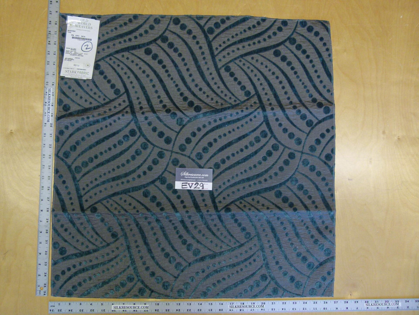 13 EV29 Scalamandre Old World Weavers Moderne Teal Gray Blue Art Deco 5 Pieces 27"x27"