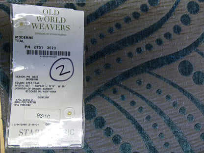 13 EV29 Scalamandre Old World Weavers Moderne Teal Gray Blue Art Deco 5 Pieces 27"x27"