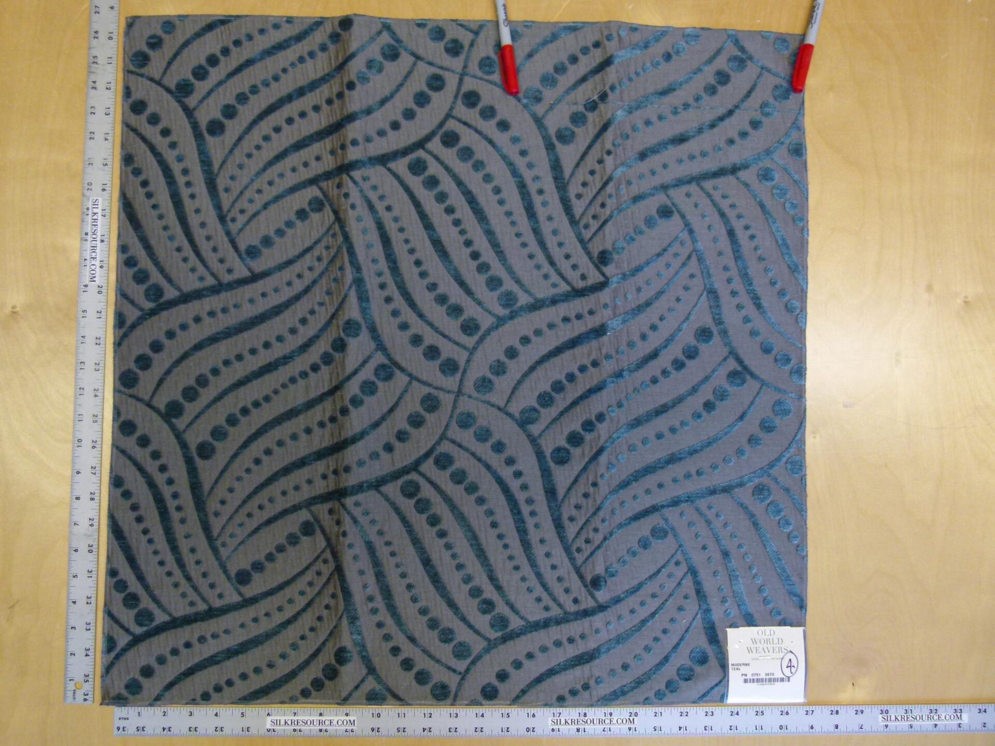 13 EV29 Scalamandre Old World Weavers Moderne Teal Gray Blue Art Deco 5 Pieces 27"x27"