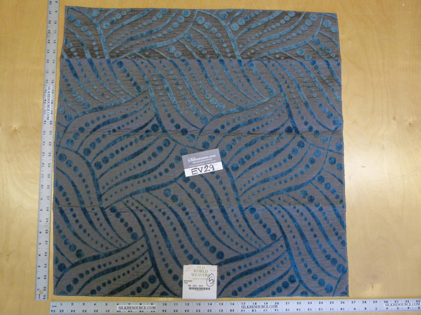 13 EV29 Scalamandre Old World Weavers Moderne Teal Gray Blue Art Deco 5 Pieces 27"x27"