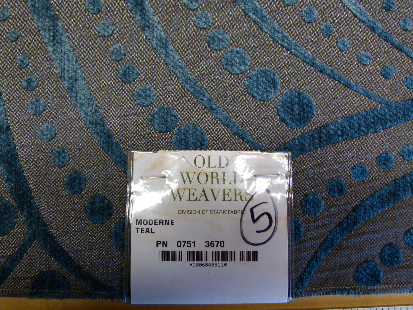 13 EV29 Scalamandre Old World Weavers Moderne Teal Gray Blue Art Deco 5 Pieces 27"x27"