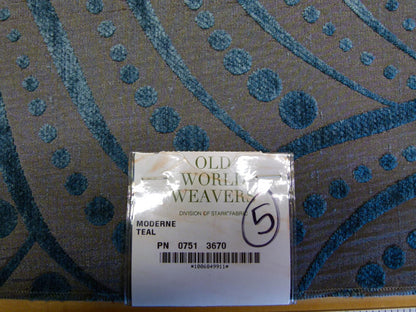 13 EV29 Scalamandre Old World Weavers Moderne Teal Gray Blue Art Deco 5 Pieces 27"x27"