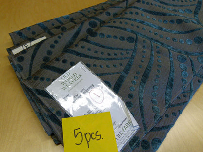 13 EV29 Scalamandre Old World Weavers Moderne Teal Gray Blue Art Deco 5 Pieces 27"x27"