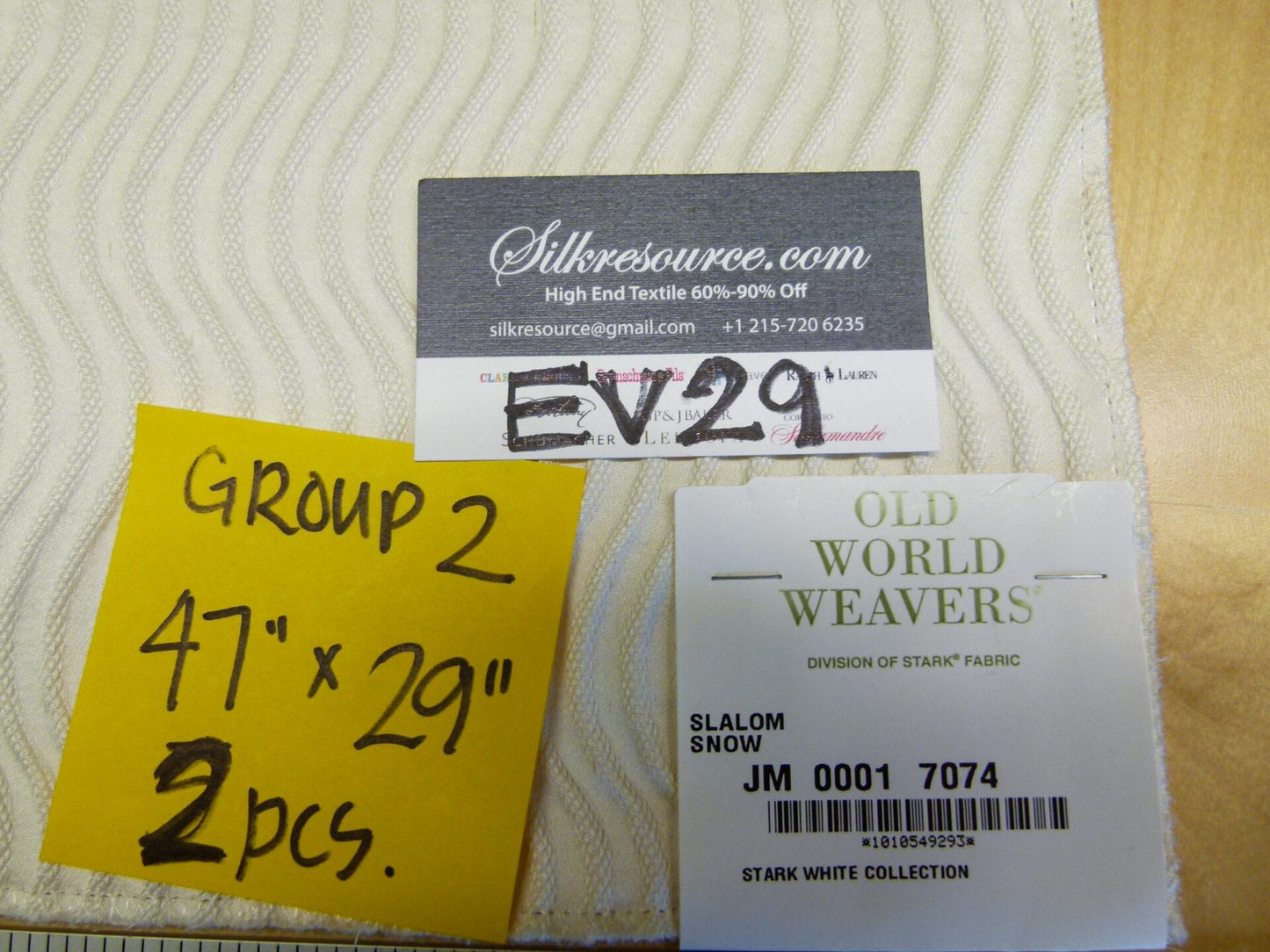 15 EV29 Scalamandre Old World Weavers Slalom Snow White Weave  2 Pieces 47"x29"