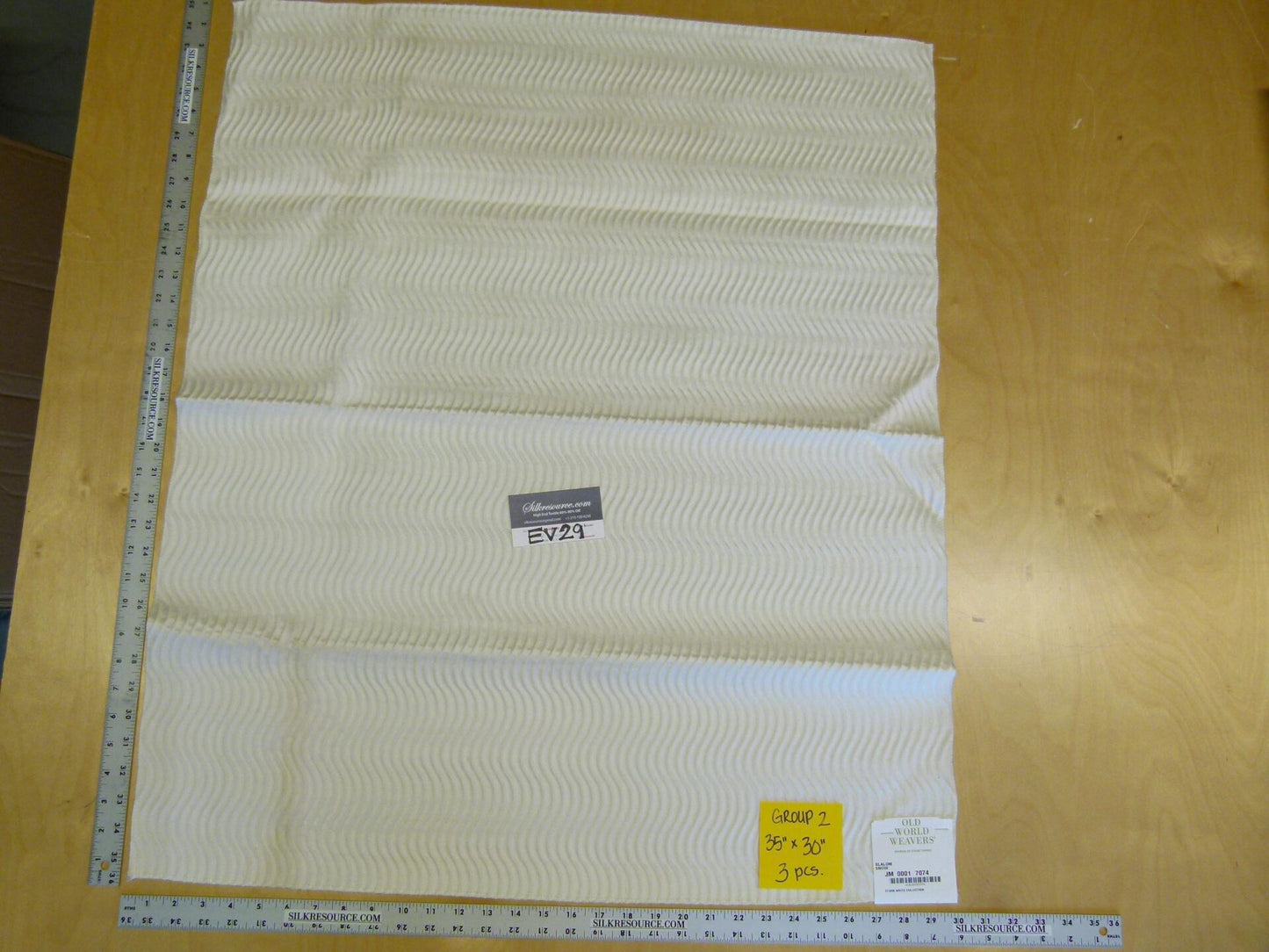 16 EV29 Scalamandre Old World Weavers Slalom Snow White Weave  3 Pieces 35"x30"