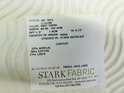 16 EV29 Scalamandre Old World Weavers Slalom Snow White Weave  3 Pieces 35"x30"