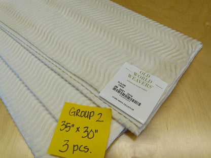 16 EV29 Scalamandre Old World Weavers Slalom Snow White Weave  3 Pieces 35"x30"
