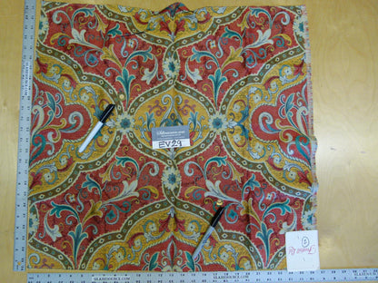 18 EV29 Scalamandre Old World Weavers Tiberio Red/Yellow/Turquoise Botanical Art Nouveau Tapestry Viscose 3 Pieces