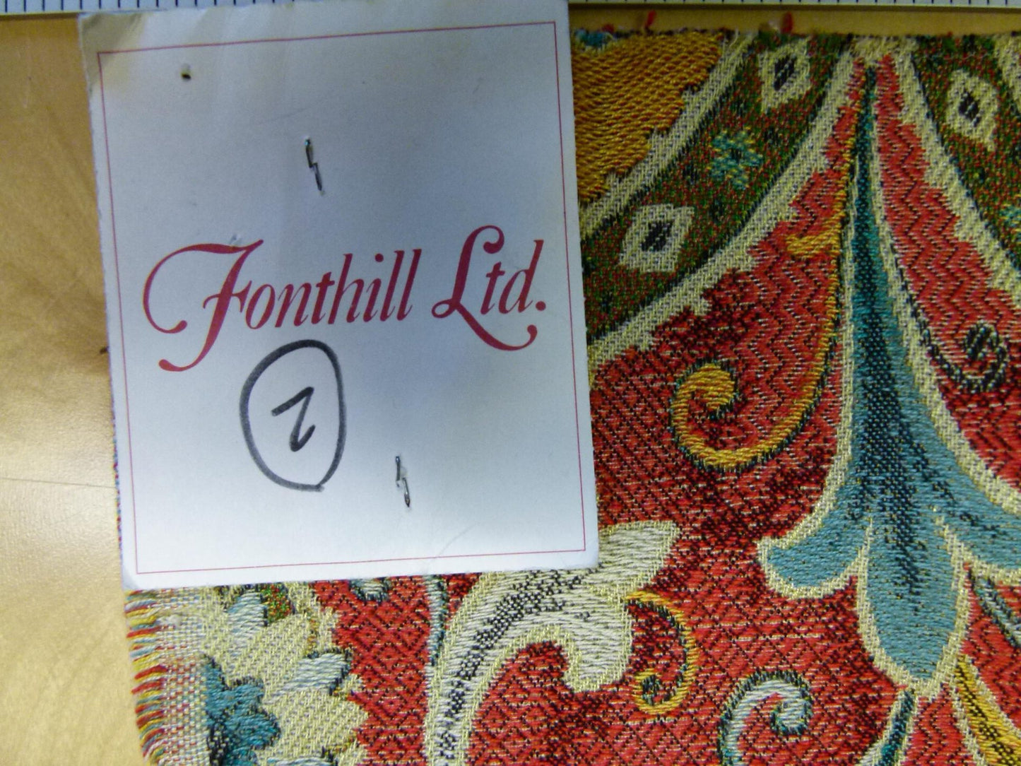 18 EV29 Scalamandre Old World Weavers Tiberio Red/Yellow/Turquoise Botanical Art Nouveau Tapestry Viscose 3 Pieces