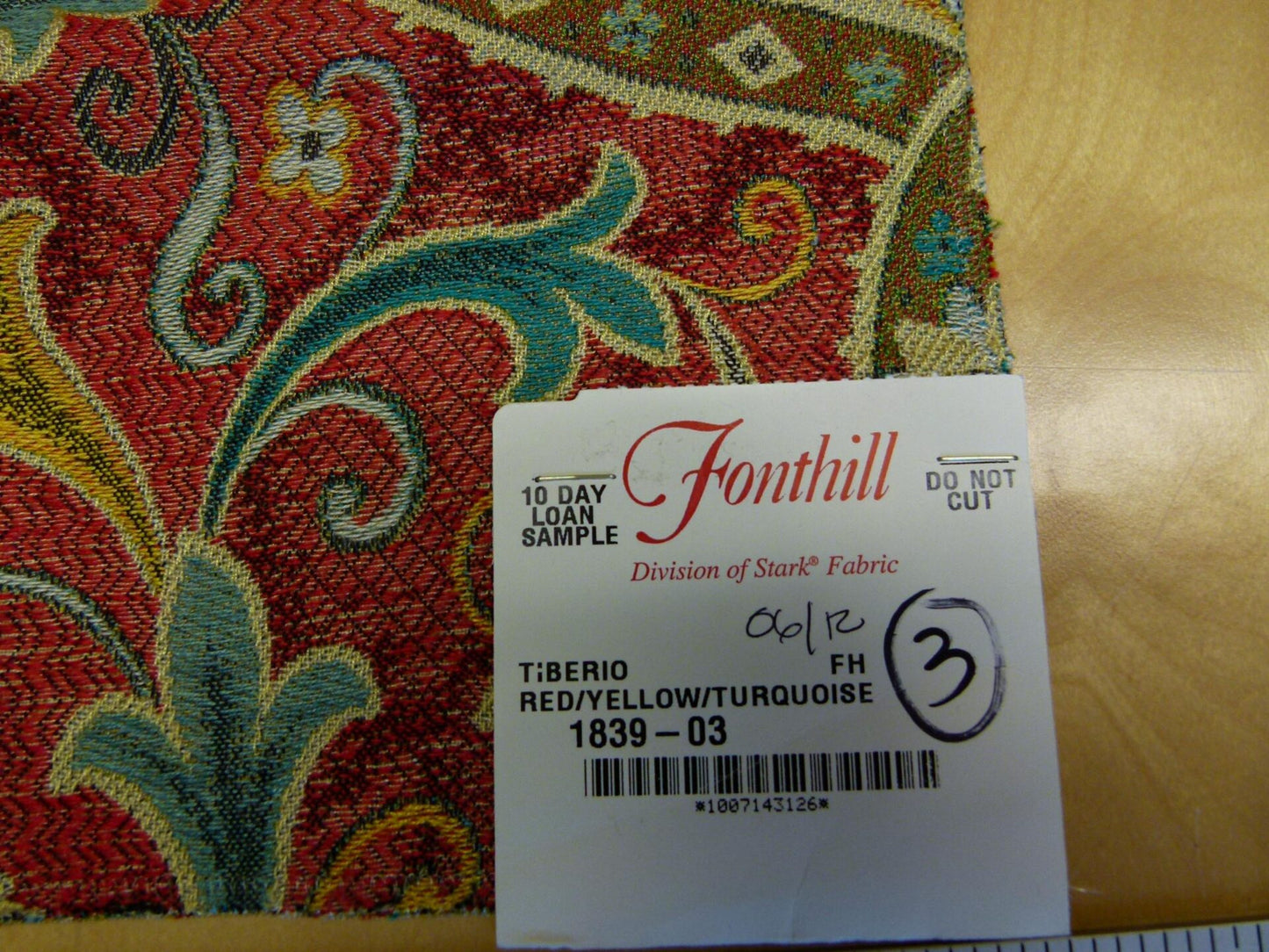 18 EV29 Scalamandre Old World Weavers Tiberio Red/Yellow/Turquoise Botanical Art Nouveau Tapestry Viscose 3 Pieces