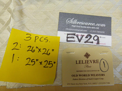 19 EV29 Scalamandre Lelievre Paris Damas Villion Creme White Cream Geometric 3 Pieces