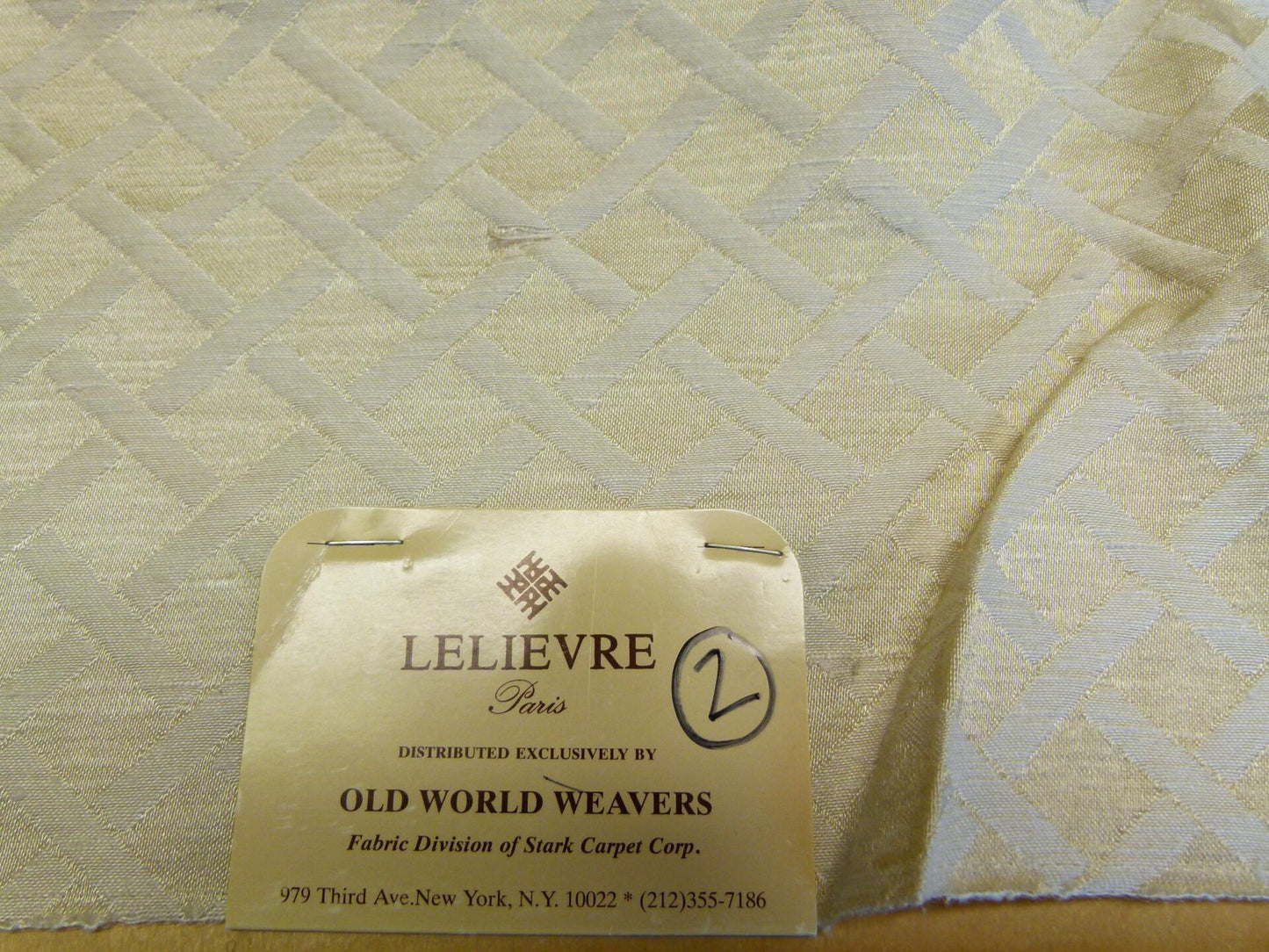 19 EV29 Scalamandre Lelievre Paris Damas Villion Creme White Cream Geometric 3 Pieces