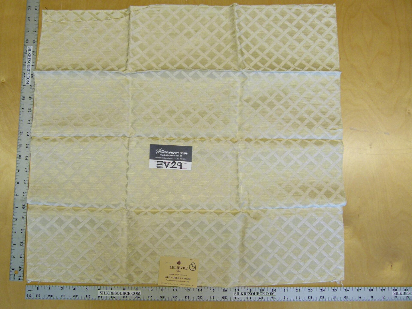 19 EV29 Scalamandre Lelievre Paris Damas Villion Creme White Cream Geometric 3 Pieces