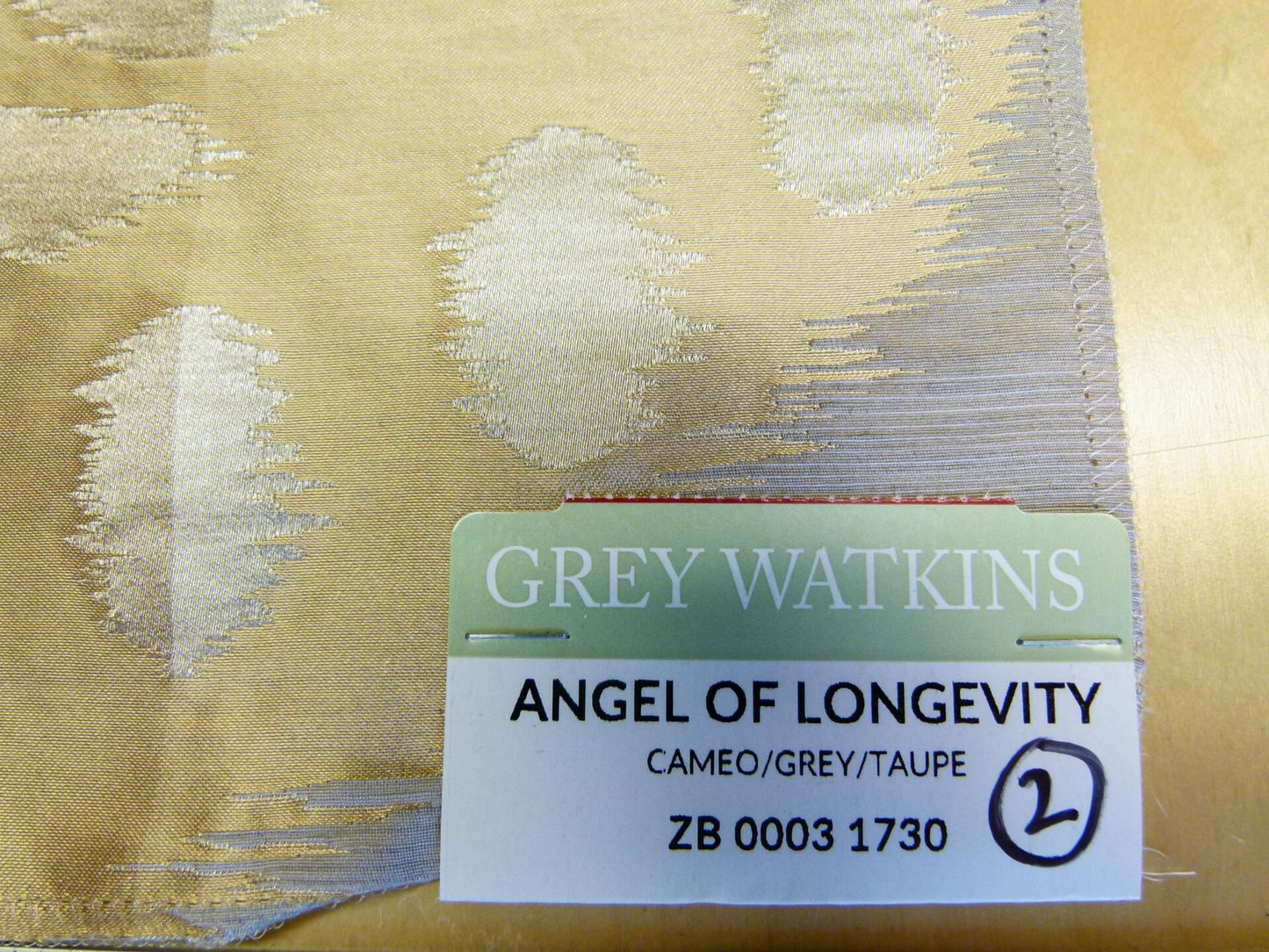 by Piece Scalamandre Grey Watkins Angel of Longevity Cameo/Grey/ Taupe  Diamond Ogee Ikat 27"x 27" SKU: 20 EV29