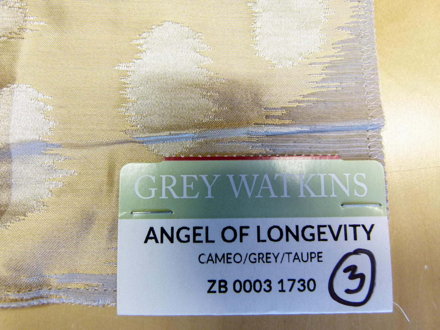 by Piece Scalamandre Grey Watkins Angel of Longevity Cameo/Grey/ Taupe  Diamond Ogee Ikat 27"x 27" SKU: 20 EV29