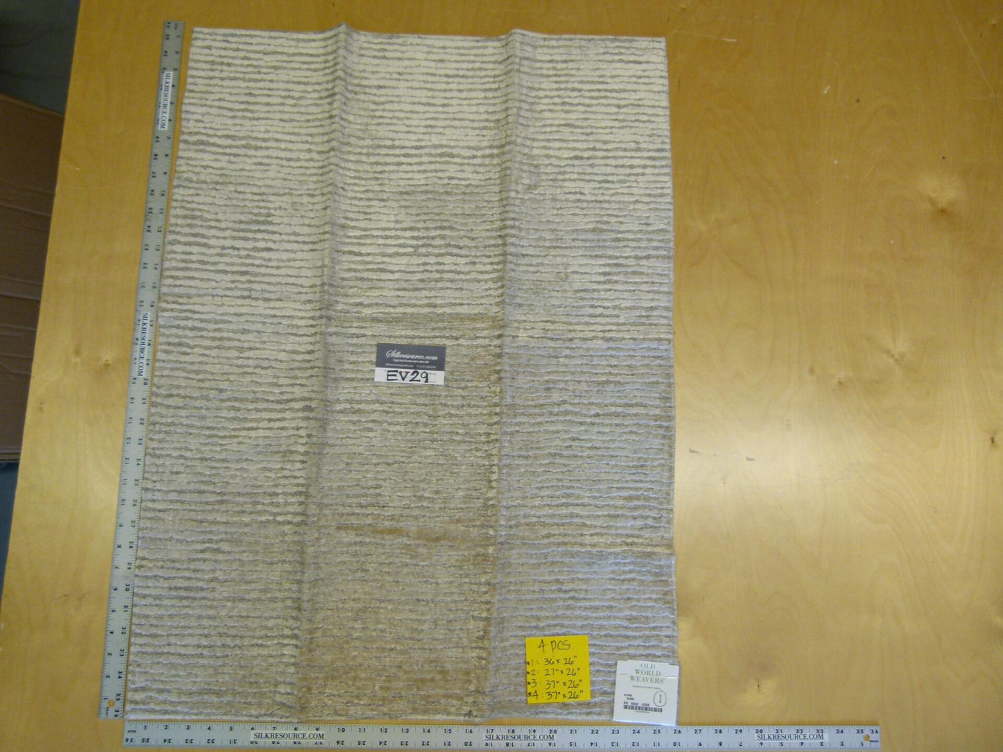 21 EV29 Scalamandre Old World Weavers Atira Sand Gray Cut Velvet Stripe 4 Pieces