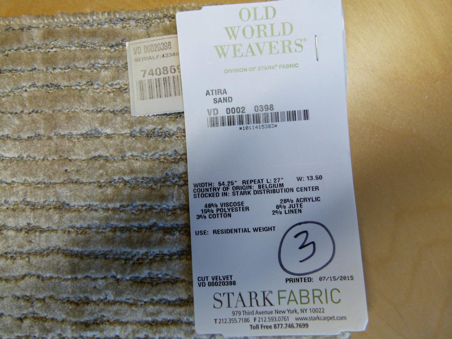 21 EV29 Scalamandre Old World Weavers Atira Sand Gray Cut Velvet Stripe 4 Pieces