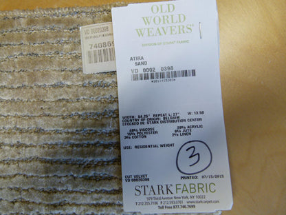 21 EV29 Scalamandre Old World Weavers Atira Sand Gray Cut Velvet Stripe 4 Pieces