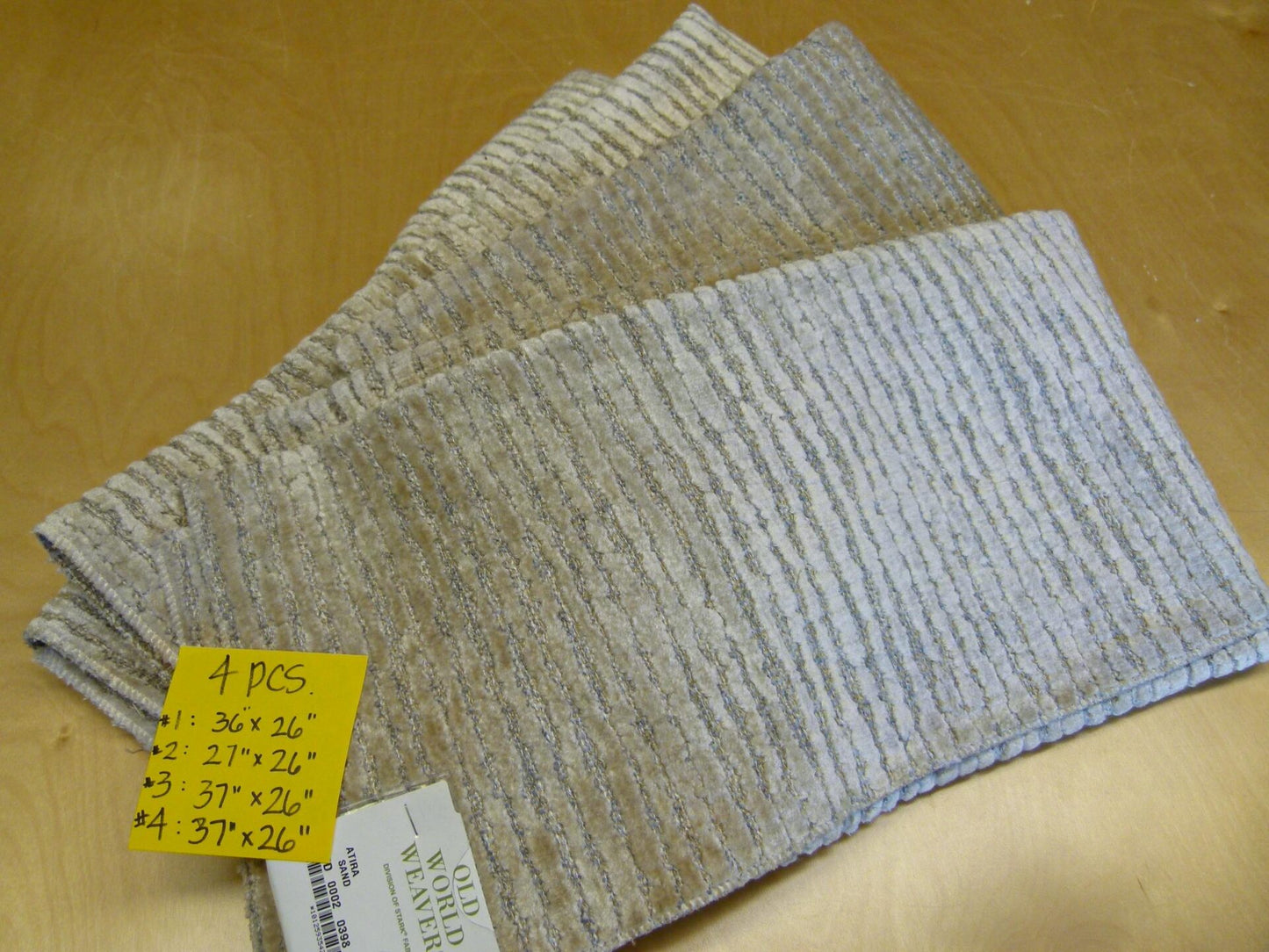 21 EV29 Scalamandre Old World Weavers Atira Sand Gray Cut Velvet Stripe 4 Pieces