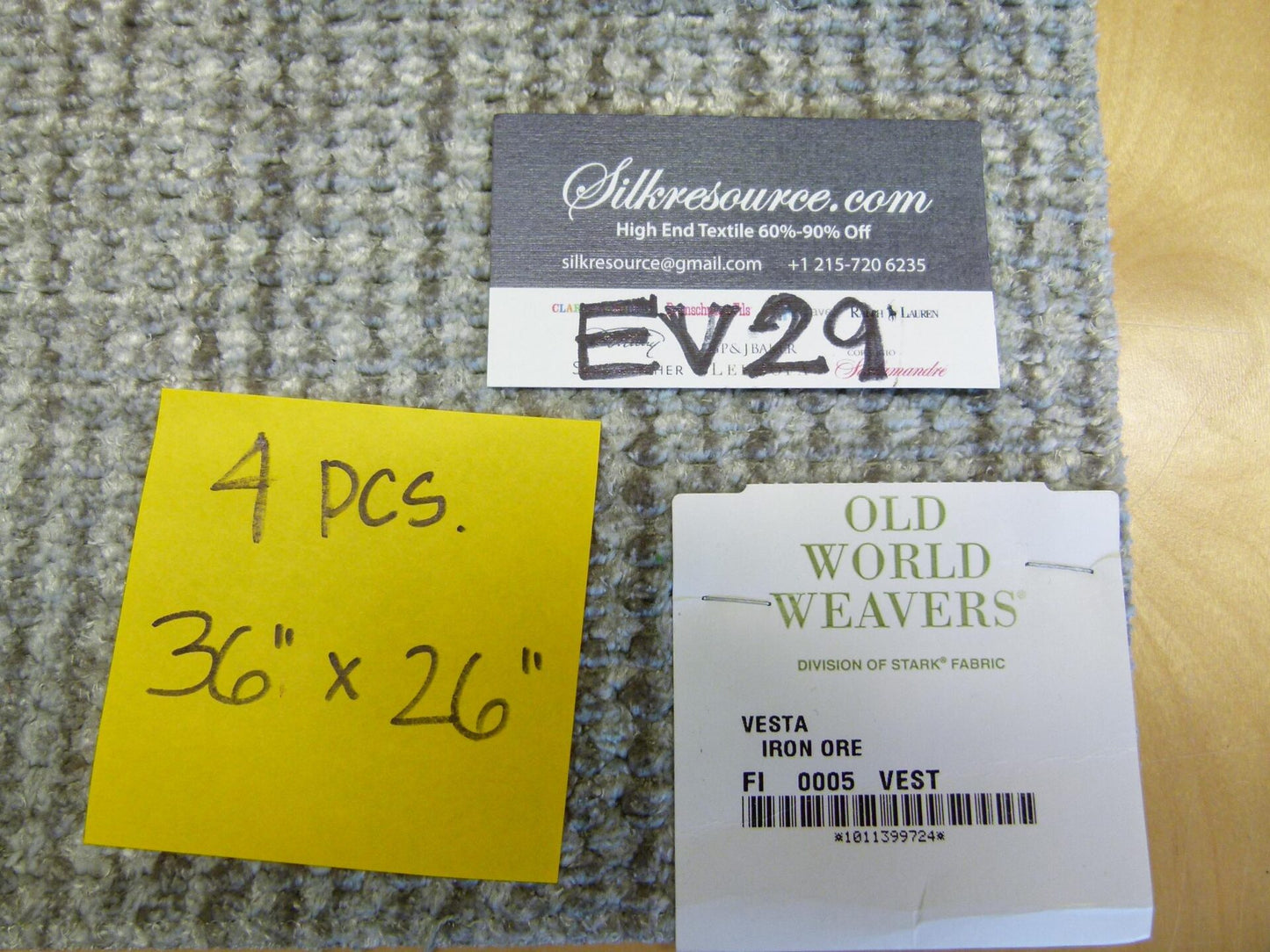 21 EV29 Scalamandre Old World Weavers Atira Sand Gray Cut Velvet Stripe 4 Pieces