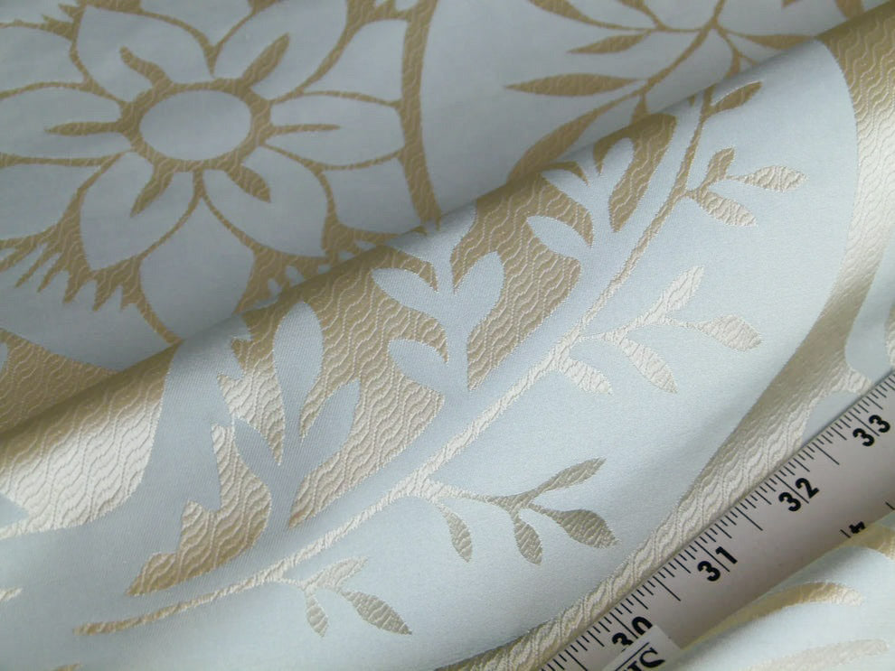 Old World Weavers 100% Silk Damask Carlsten Blue Aqua Arts & Crafts MSRP USD 278/Y