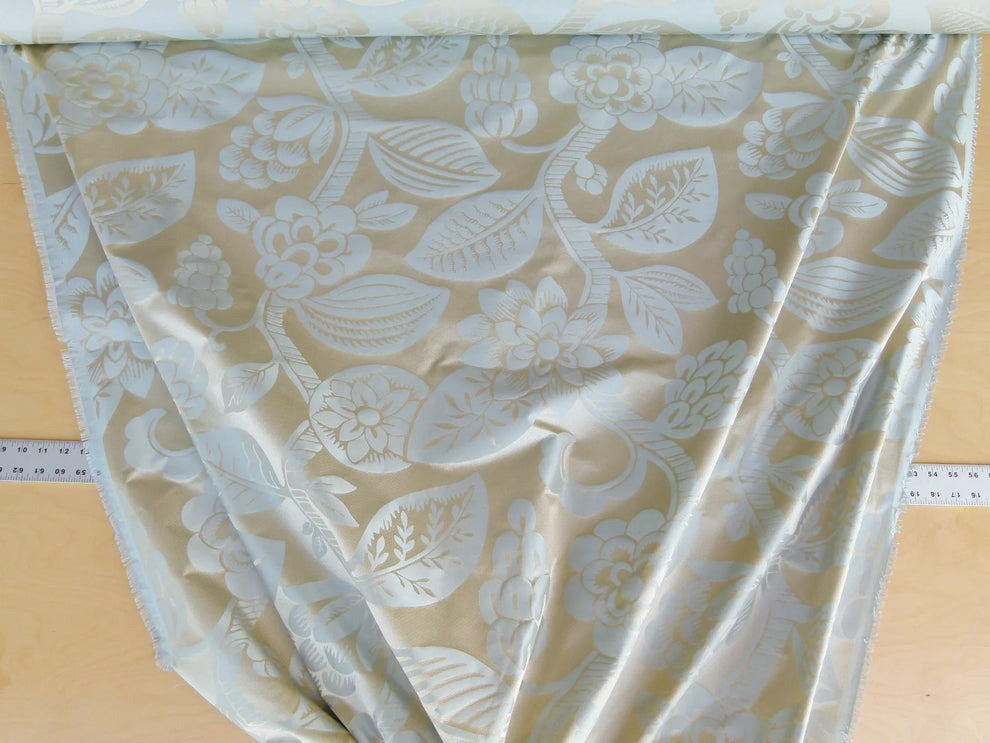 Old World Weavers 100% Silk Damask Carlsten Blue Aqua Arts & Crafts MSRP USD 278/Y