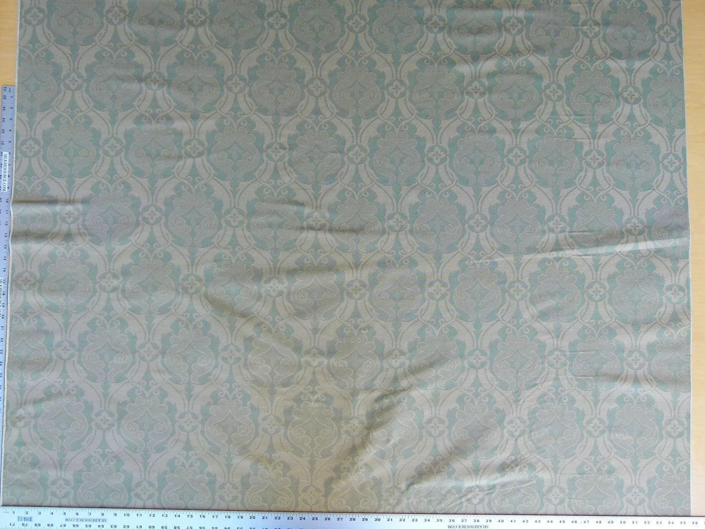 Scalamandre Namtu Silk Damask French Blue &amp; Tan Faille Medallion MSRP USD 300/Y