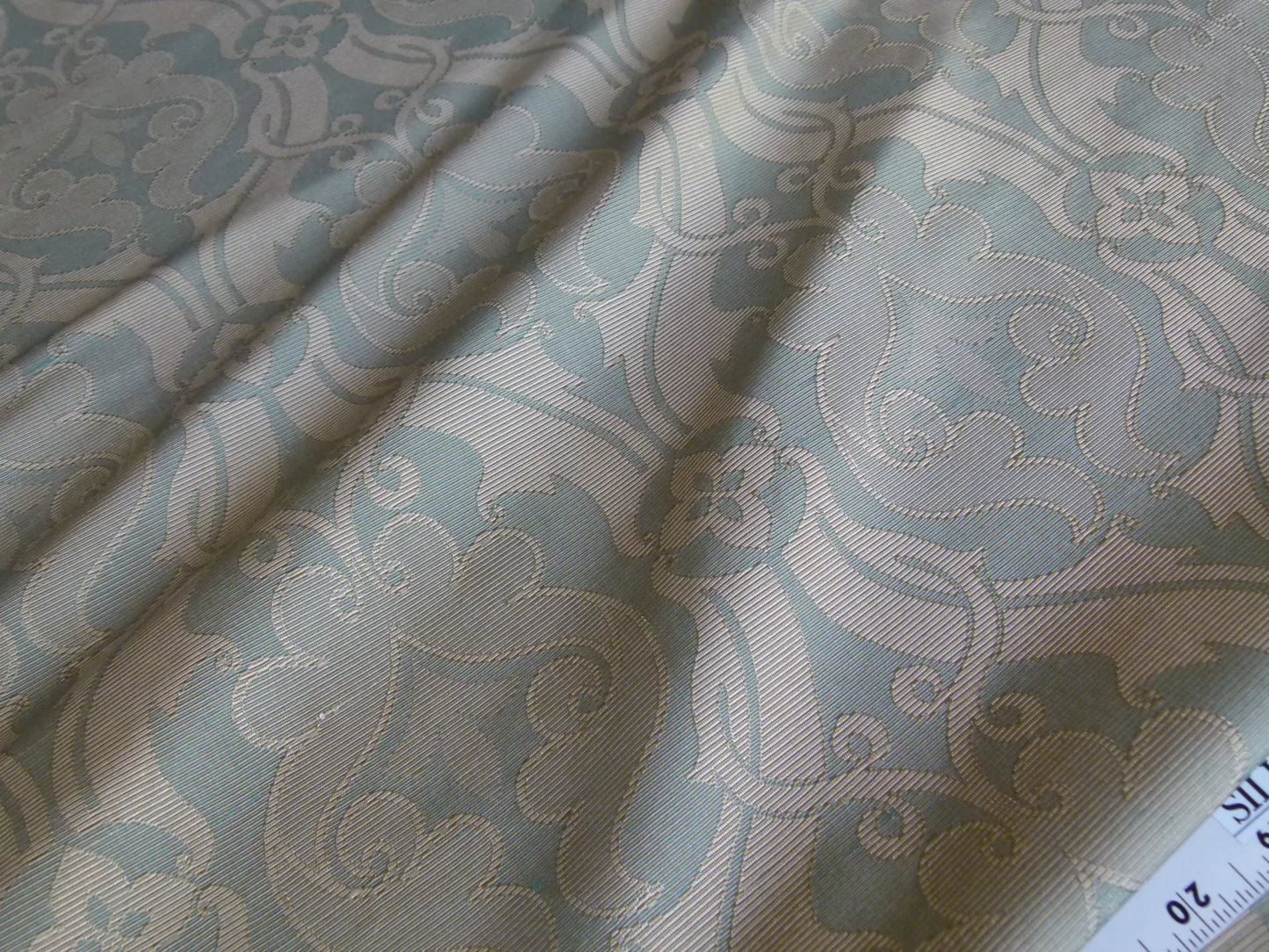 Scalamandre Namtu Silk Damask French Blue &amp; Tan Faille Medallion MSRP USD 300/Y
