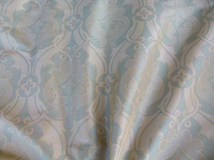 Scalamandre Namtu Silk Damask French Blue &amp; Tan Faille Medallion MSRP USD 300/Y