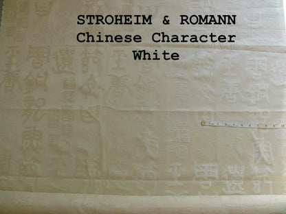 3 Yards Stroheim & Romann Chinese Character White Cream Butter Cotton/cotton Blend
