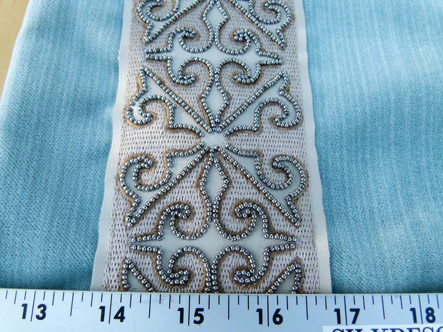 Scalamandre Pillow Case MET Saxony Square Strie Velvet Light Blue Damask Plains Texture 22x22 inches MSRP USD 978/y