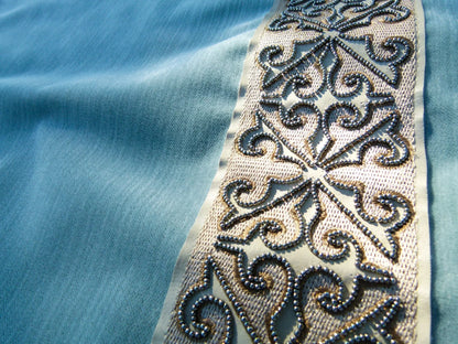 Scalamandre Pillow Case MET Saxony Square Strie Velvet Light Blue Damask Plains Texture 22x22 inches MSRP USD 978/y