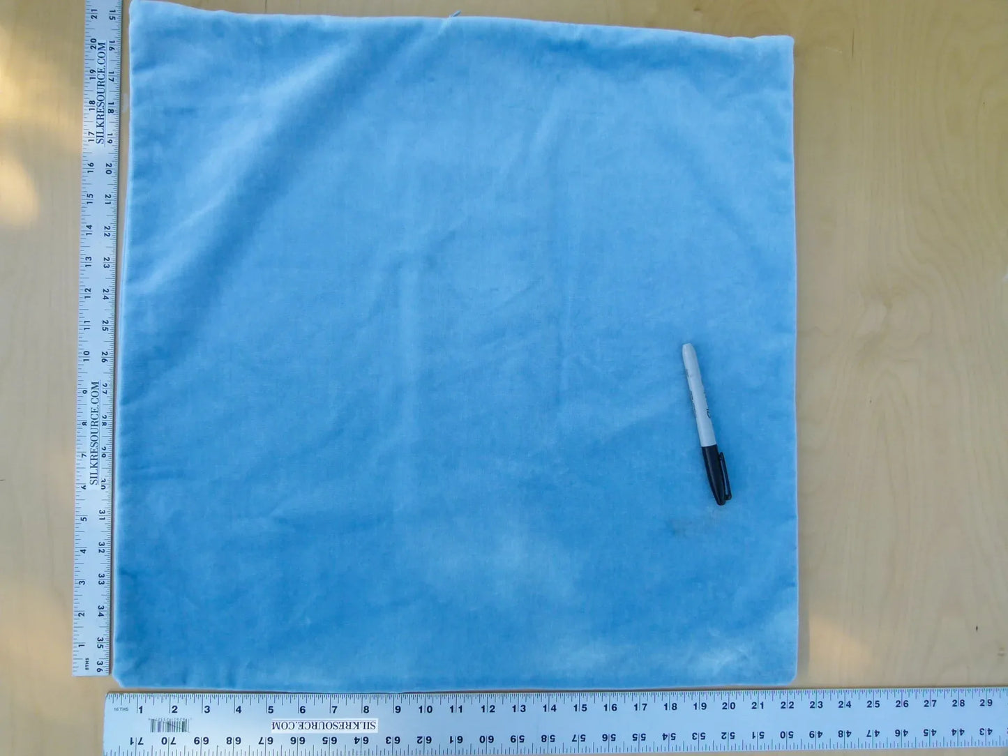 Scalamandre Pillow Case MET Paisley Square Silk Velvet Blue Paisley Plains Texture 22x22 inches MSRP USD 678