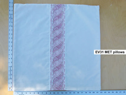 Scalamandre Pillow Case MET Paisley Embroidery  Square Silk Velvet White Pink Plain Solid 22x22 inches MSRP USD 678/y