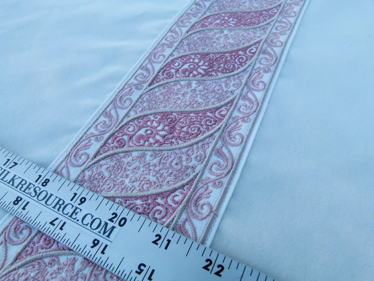 Scalamandre Pillow Case MET Paisley Embroidery  Square Silk Velvet White Pink Plain Solid 22x22 inches MSRP USD 678/y